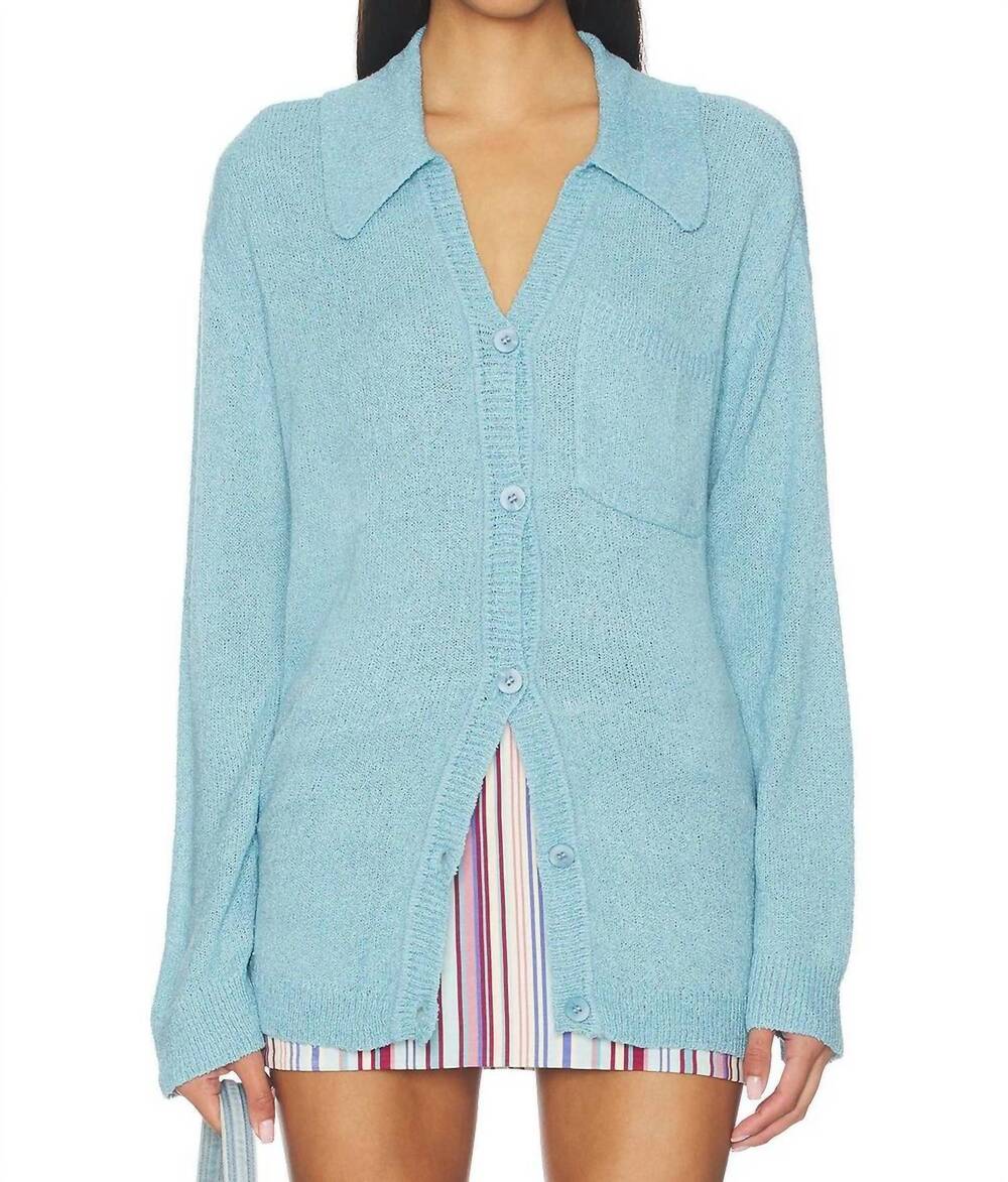 NEW SHOW ME YOUR MUMU sonny collared cardigan in blue lagoon